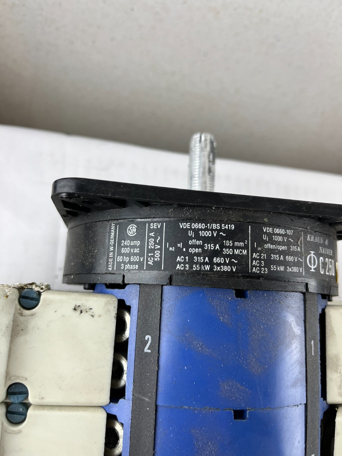 Kraus & Naimer C250 Rotary Cam Load Break Switch 240A 600VAC 3‑Phase Used
