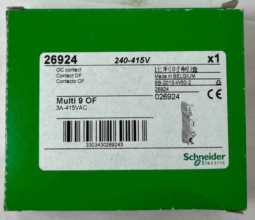 Schneider Electric 26924 Multi 9 OF Auxiliary Contact 240-415V New NOS Spare