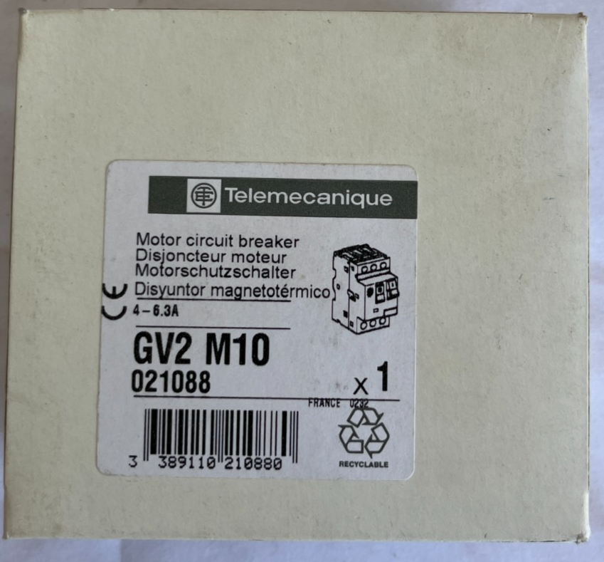 Telemecanique GV2 M10 Motor Circuit Breaker 4-6.3A New Spare Unit