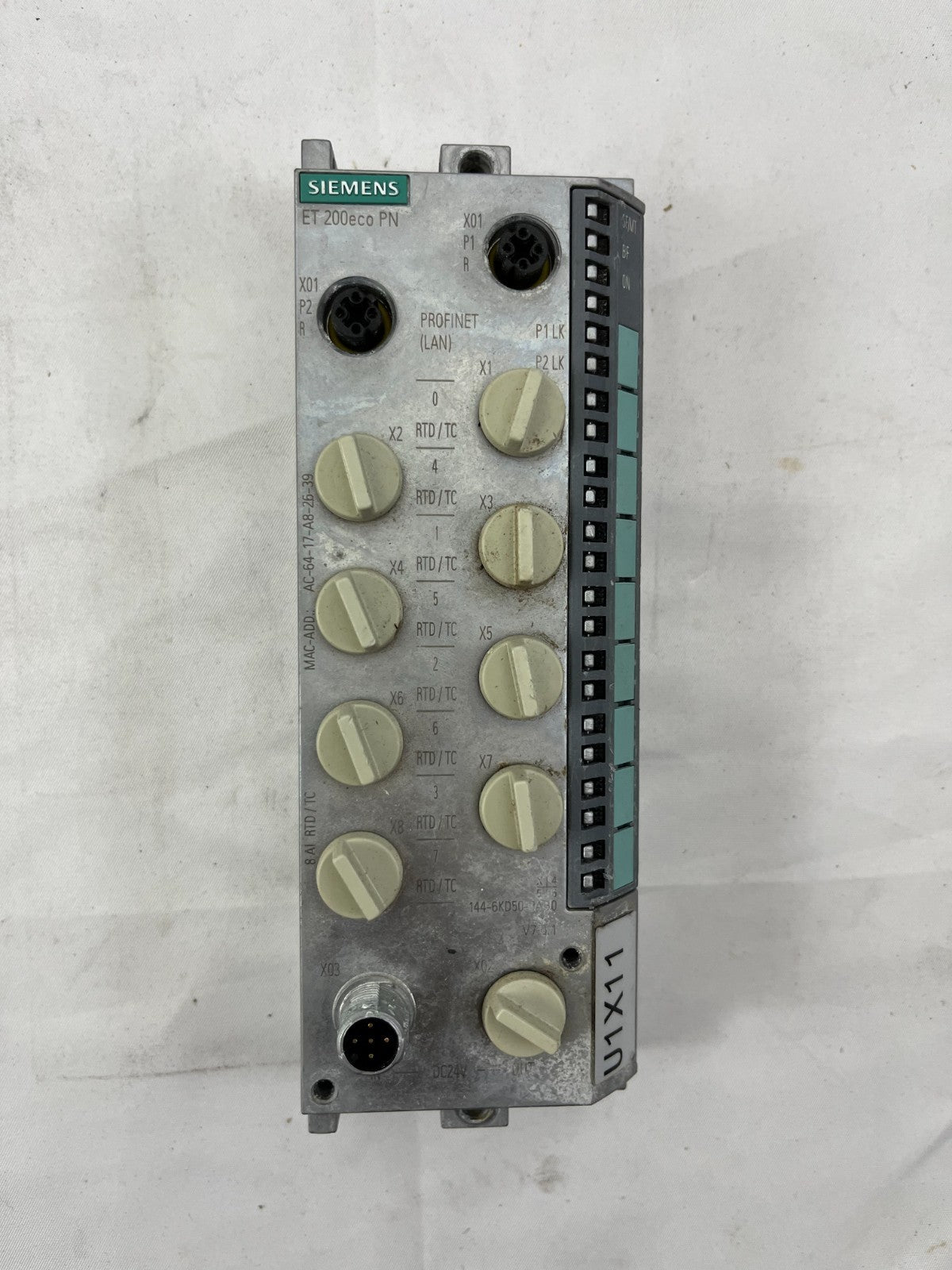 Siemens ET200eco PN Analog Input Module 8AI RTD/TC 144-6KD50-0AB0 IP67 Used