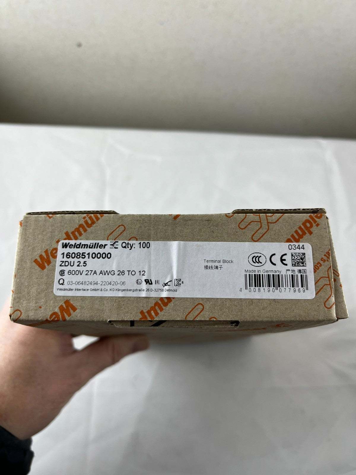 Weidmuller ZDU 2.5 Terminal Block NEW Box 100pcs 600V 27A DIN Rail Made Germany