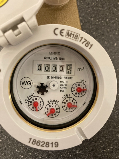 Wasser-Geräte GmbH Multi-Jet Cold Water Meter MNRS Q3 4 m³/h T50°C DN20 3/4"