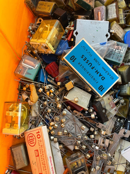 Vintage Electronics Grab Box – RC Snubber Units, Relays, Fuses, Mixed Components