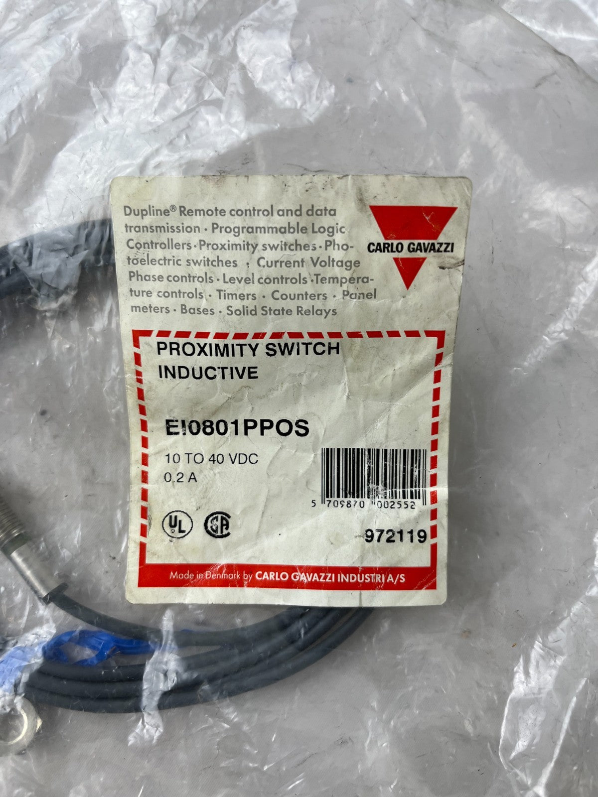Carlo Gavazzi EI0801PPOS Inductive Proximity Switch 10–40 VDC 0.2A New NOS