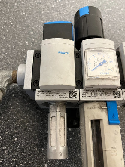 FESTO MS4 Pneumatic Filter Regulator Unit Gauge MS4-LFR-1/4-D6-C-R-M-AS