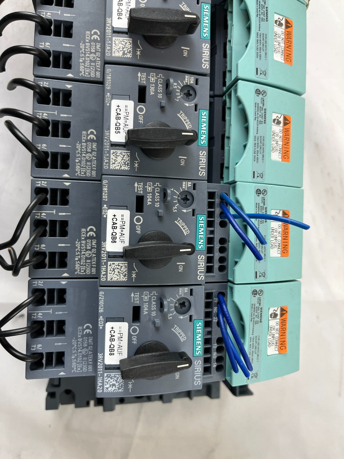 Lot 7x Siemens SIRIUS 3RV2011 / 3RV2021 Motor Protection Circuit Breakers Used