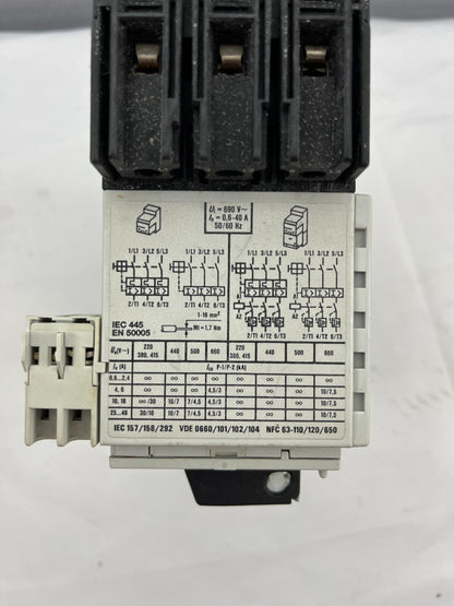 Moeller PKZ2 Motor Protection Breaker ZM-1,6-PKZ2 S-PKZ2 1-1.6A 10A 600VAC Used