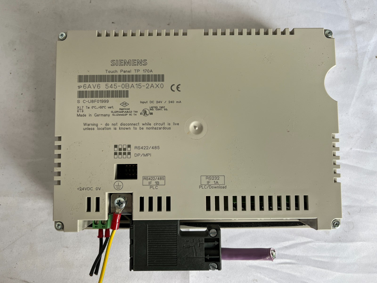 Siemens Tp170A 6Av6545‑0Ba15‑2Ax0 Hmi Touch Panel 5.7In 24V Used Spare Unit