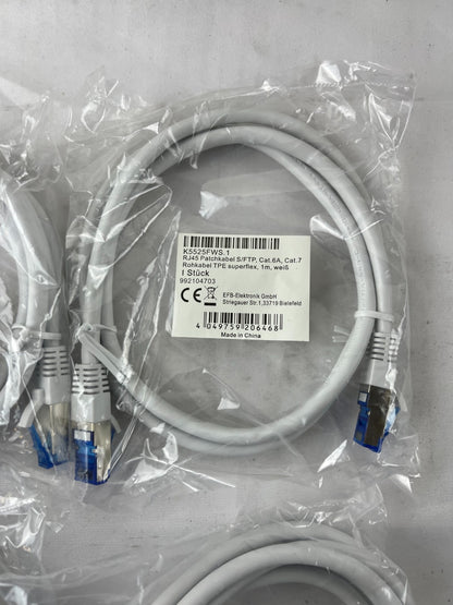 4x EFB K5525FWS NEW Cat.6A S/FTP Patch Cable 1.5m White 10 Gigabit Ethernet
