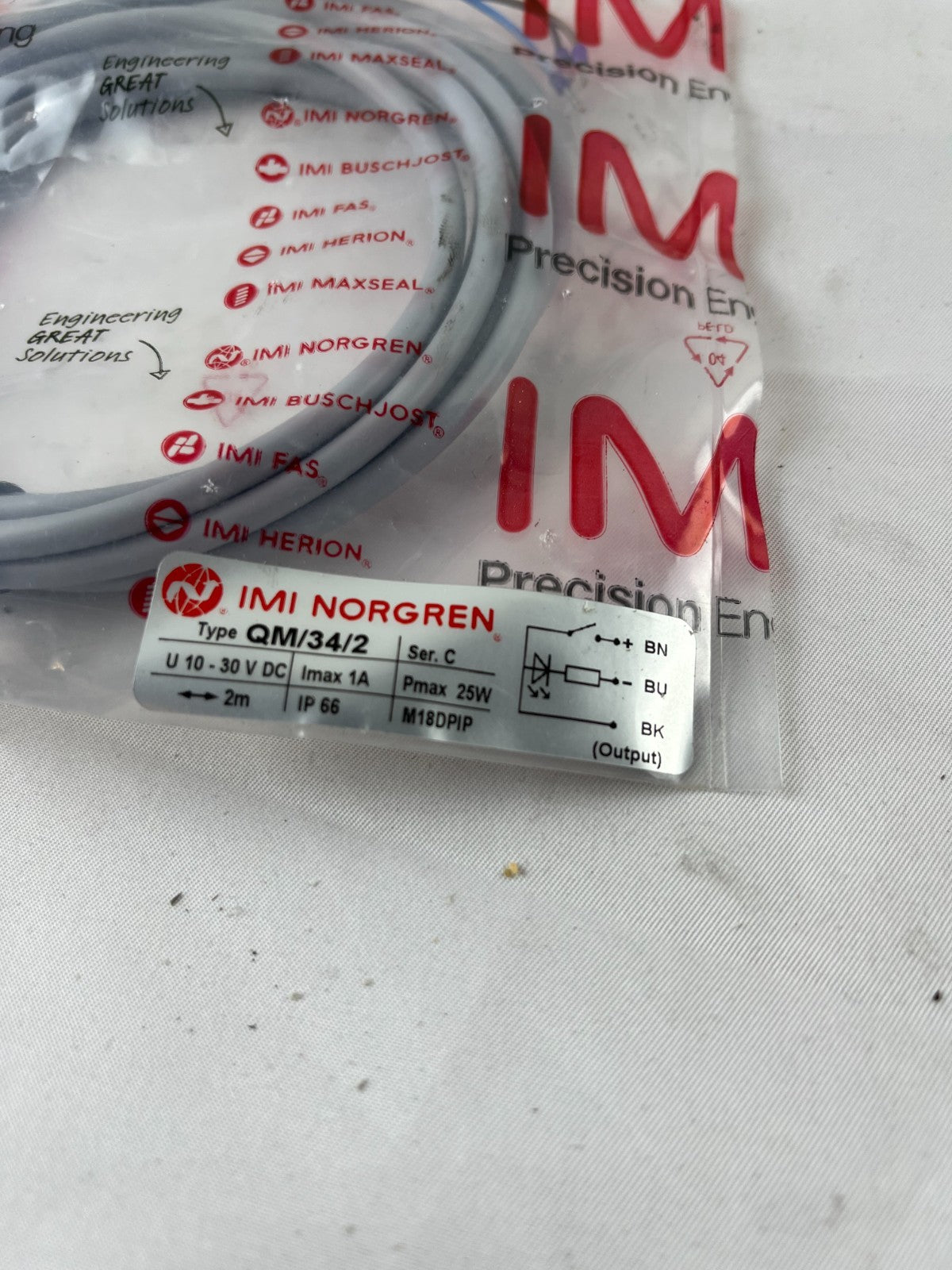 IMI Norgren QM/34/2 Reed Proximity Switch 10–30 V DC 1A 2 m Cable IP66 New