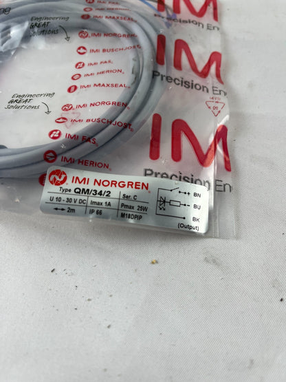 IMI Norgren QM/34/2 Reed Proximity Switch 10–30 V DC 1A 2 m Cable IP66 New