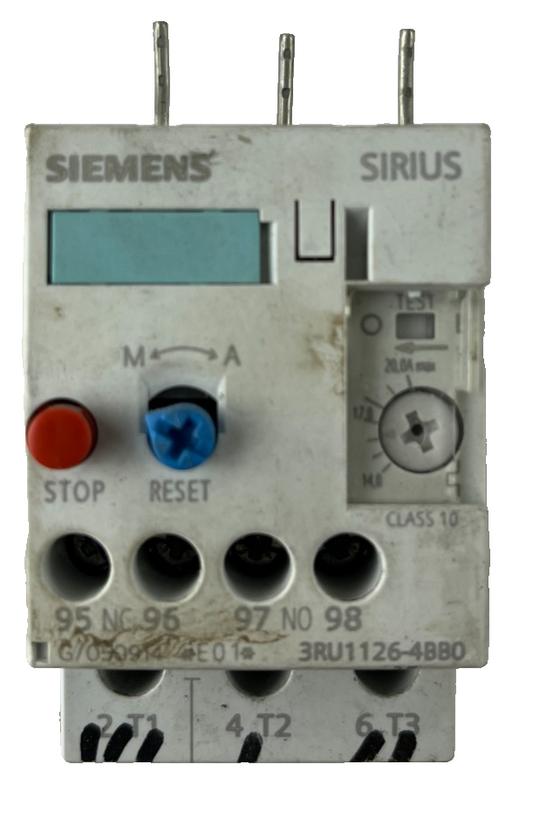 Siemens SIRIUS 3RU1126-4BB0 Thermal Overload Relay 14–20A Class 10 Used