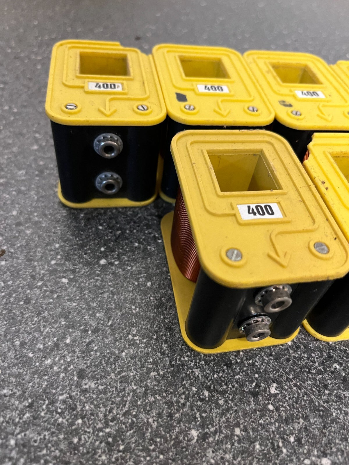 Lot of 6 Vintage 400 Current Transformers Yellow Industrial Components