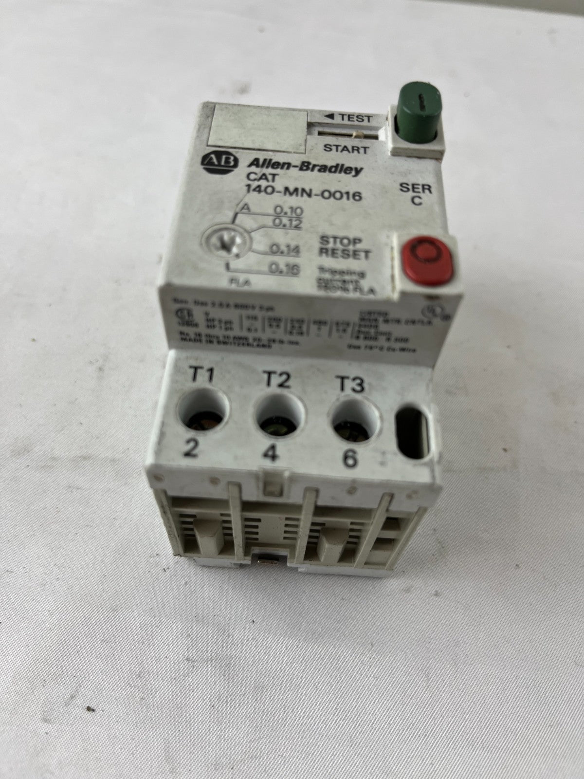 Allen‑Bradley 140-MN-0016 Manual Motor Starter 0.10–0.16A 3‑Pole Used Spare Part