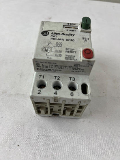 Allen‑Bradley 140-MN-0016 Manual Motor Starter 0.10–0.16A 3‑Pole Used Spare Part