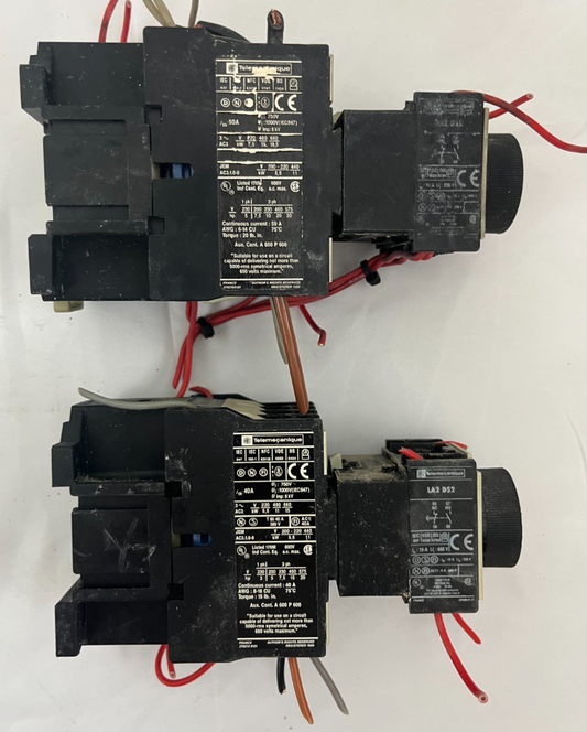 Telemecanique 40A AC Contactor + LA2 DS2 Pneumatic Time Delay Bundle – 2 Units