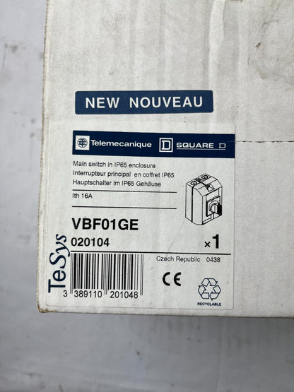 Telemecanique VBF01GE Main Switch 16A IP65 Enclosure TeSys New Unit