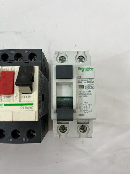 Schneider Electric GV2ME05, GV2ME07 Motor Circuit Breakers & 23360 RCCB Bundle