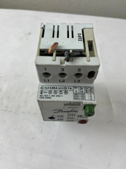 Danfoss CTI 25 Motor Circuit Breaker 0.40–0.63A Thermal Overload Relay Used