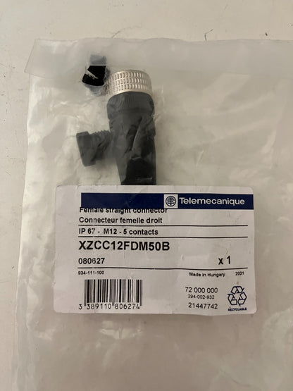 Telemecanique XZCC12FDM50B M12 Female Connector 5-Pin - New Sealed Never Used