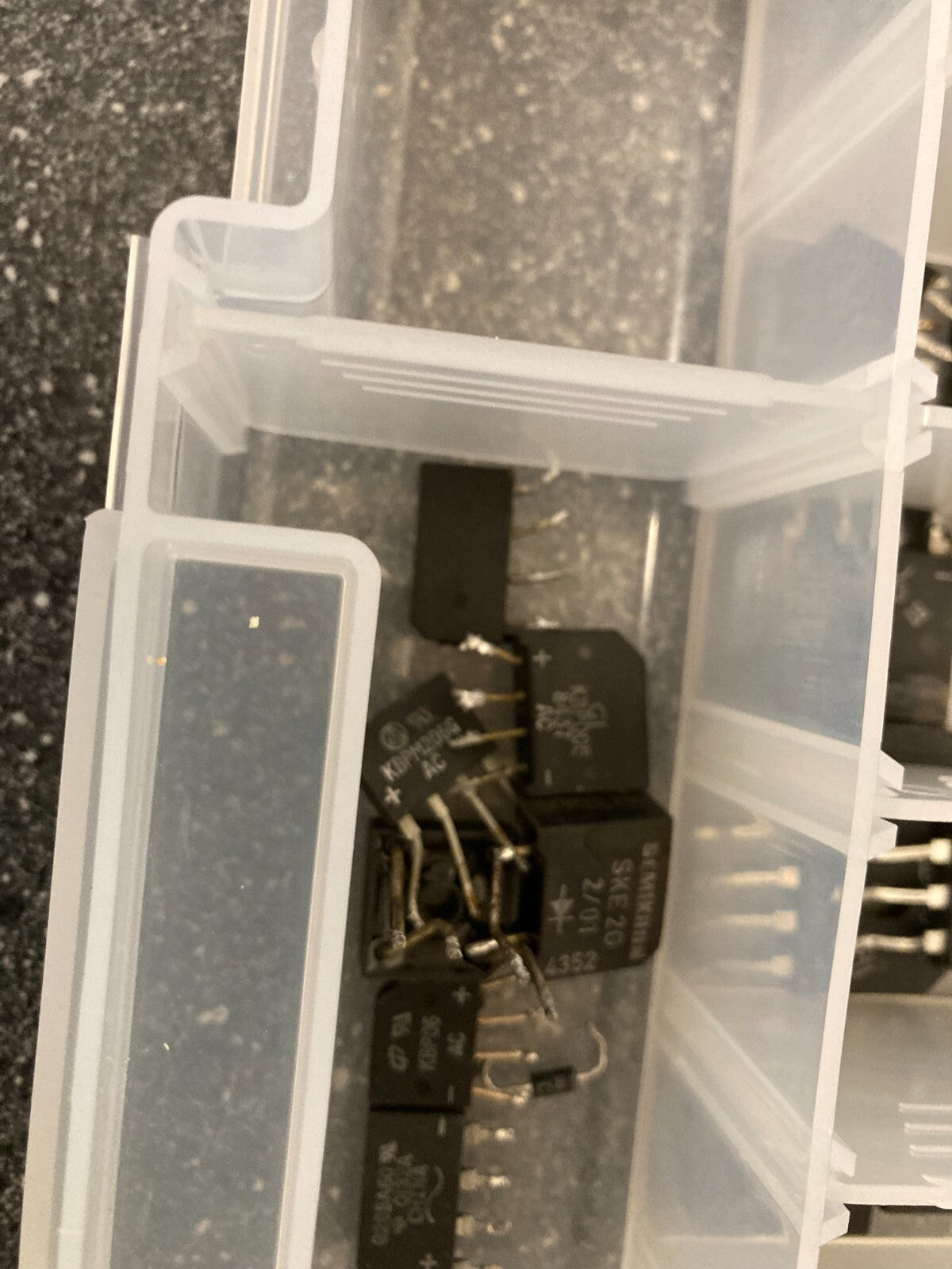 Lot of Assorted Bridge Rectifiers in Storage Case Various Models Specifications