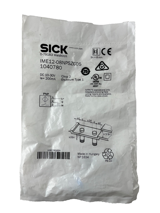 SICK IME12-08NPSZC0S Proximity Sensor NEW 8mm M12 PNP Inductive 1040780 Sealed
