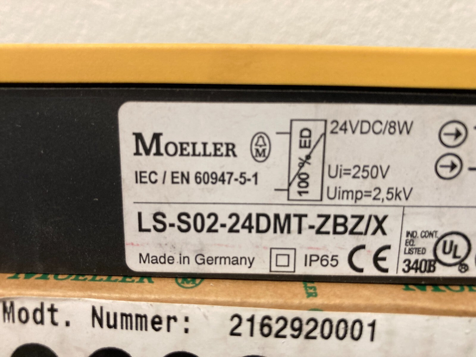 Moeller LS-S02-24DMT-ZBZ/X Safety Position Switch 24VDC IP65 Made in Germany