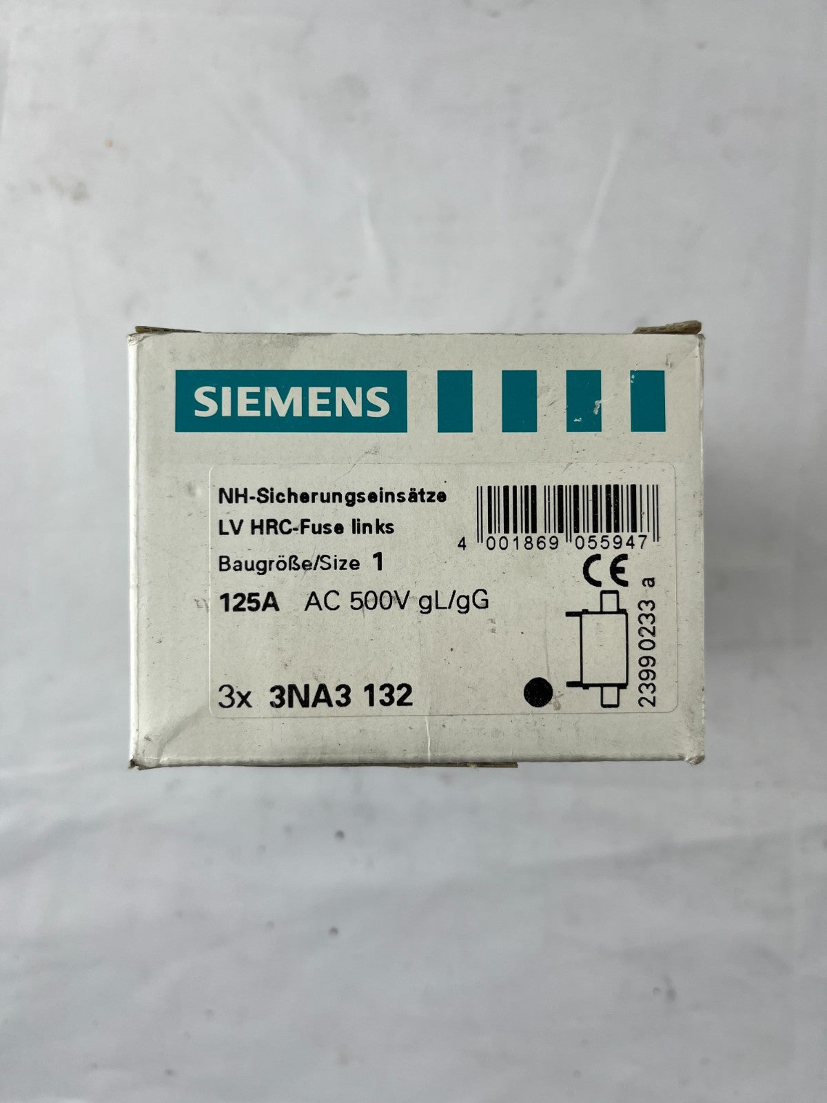 Siemens 3NA3 132 NH1 Fuse 125A 500V gL/gG LV HRC 3NA3132 – Box of 3x New