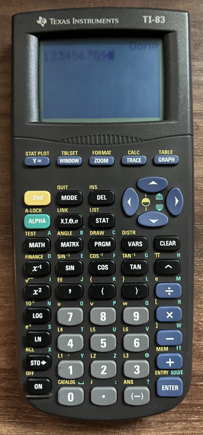 Texas Instruments TI-83 Graphing Calculator Tested Working, w/Cover No Batteries