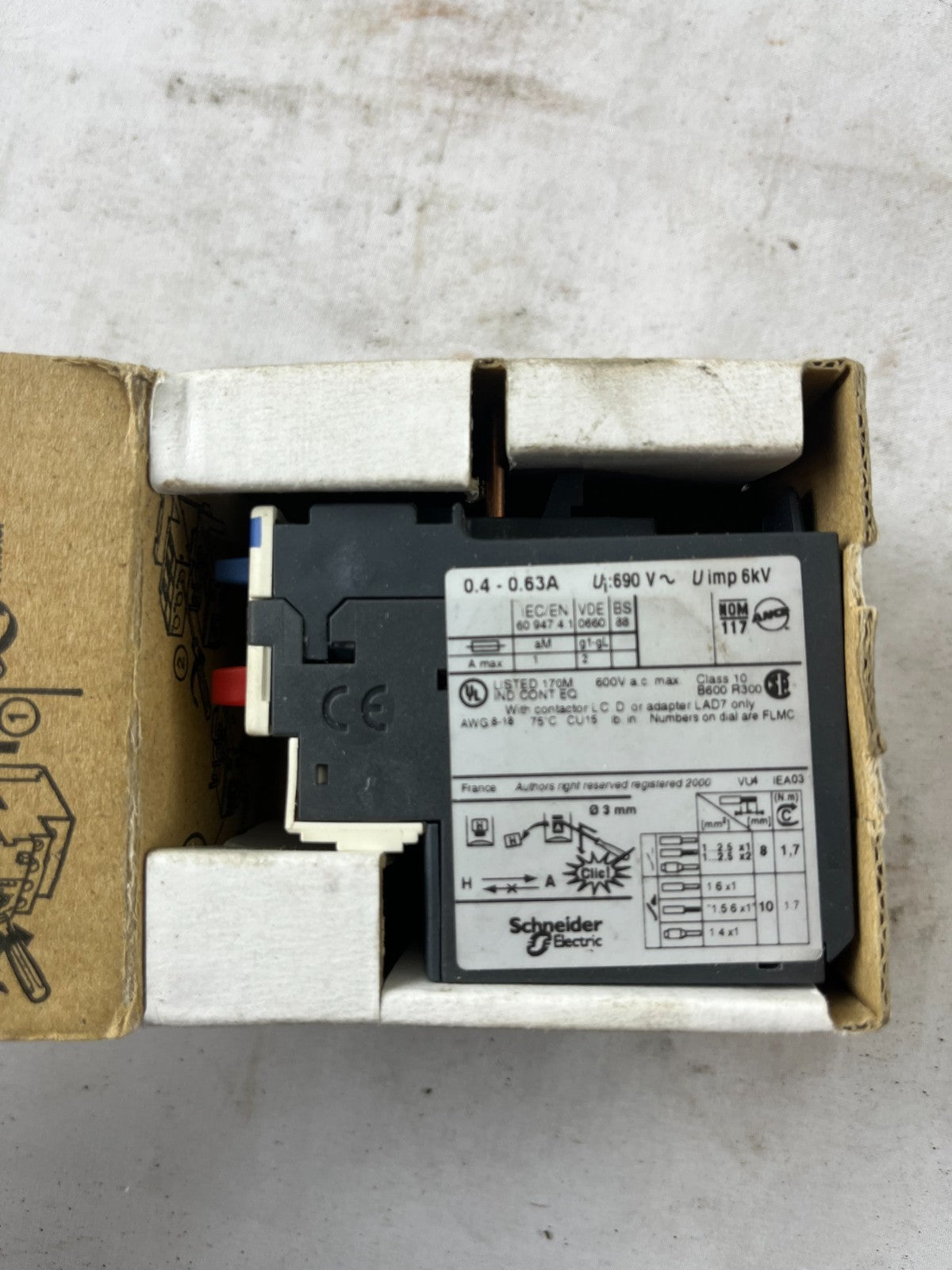 Schneider Electric TeSys LRD04 0.4–0.63A Thermal Overload Relay New in Box