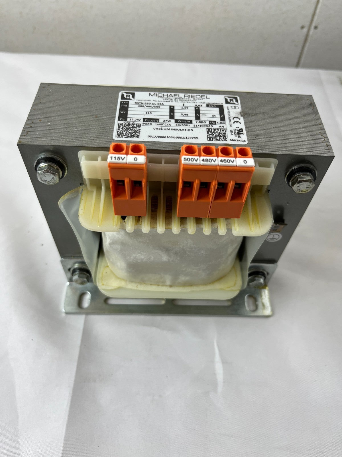 Michael Riedel RSTN 630 UL‑CSA Transformer 460/480/500V To 115V 630VA Used Spare