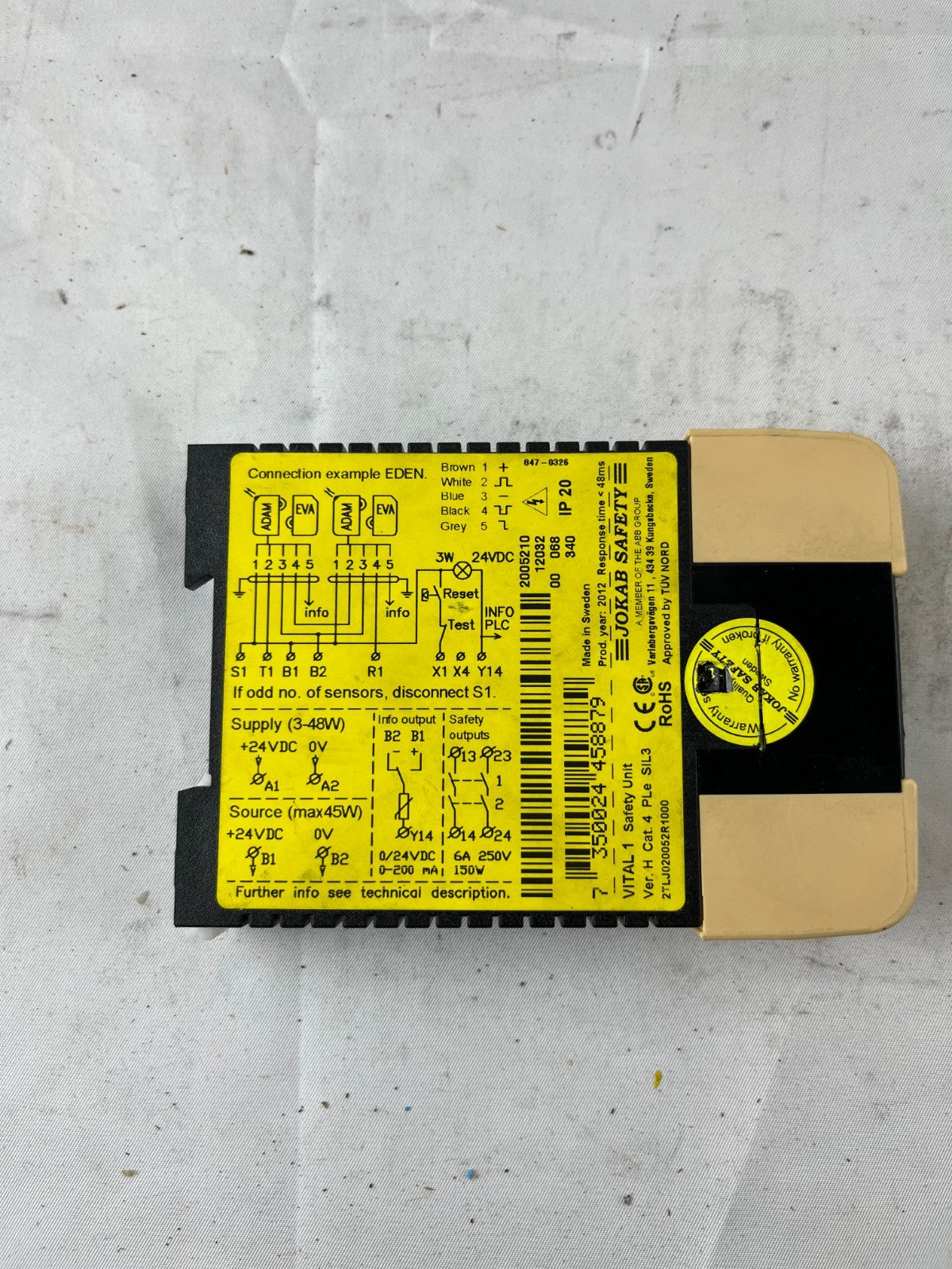 ABB Jokab Safety Vital 1 24VDC Safety Controller 2NO Outputs USED Spare Part