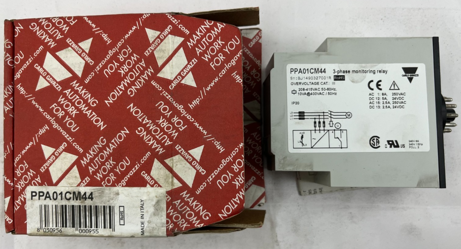 Carlo Gavazzi PPA01CM44 3-Phase Monitoring Relay SPDT 208-415VAC New in Box