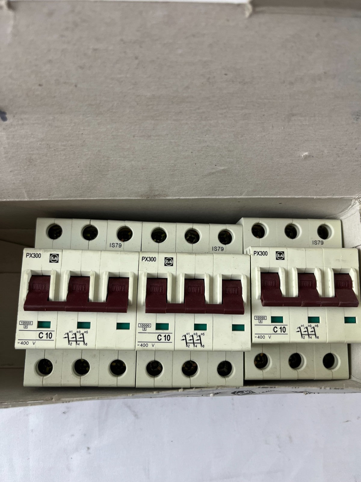 Felten & Guilleaume PX300 C10A 3‑Pole 400V 10kA Miniature Circuit Breaker Lot 3x