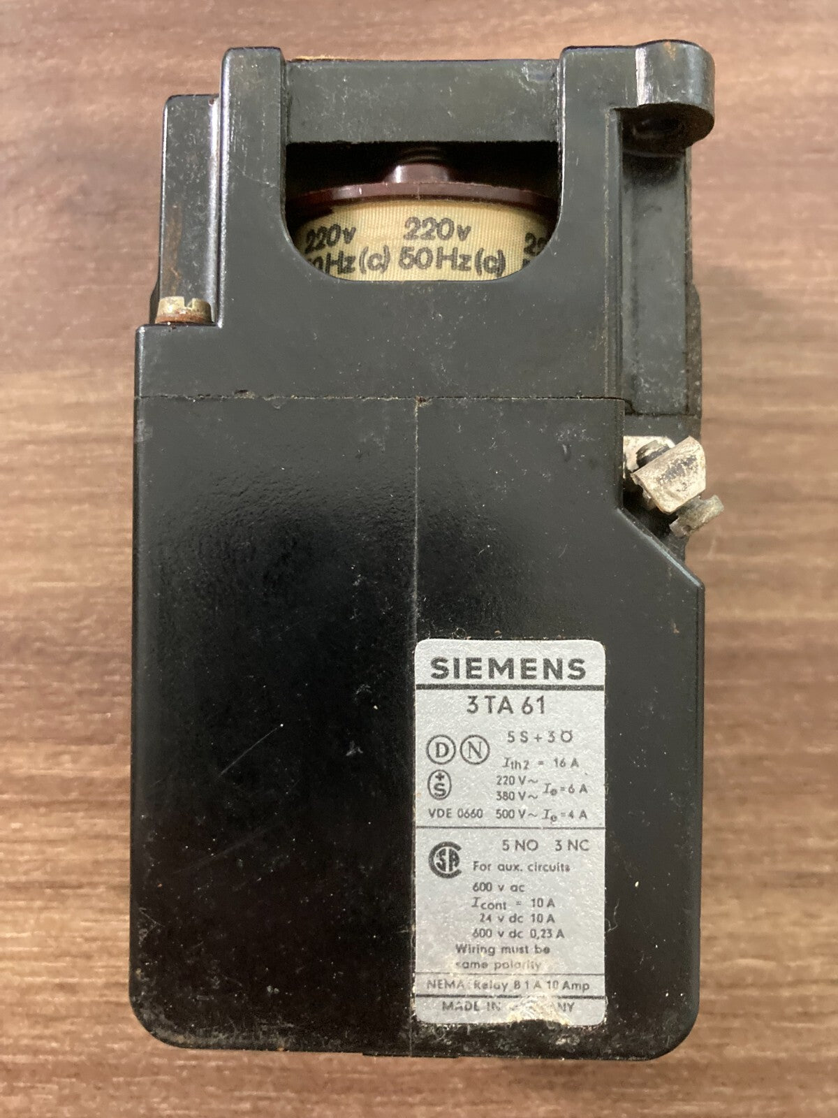 Vintage Siemens 3TA61 Industrial Electrical Contactor Relay - Made in Germany