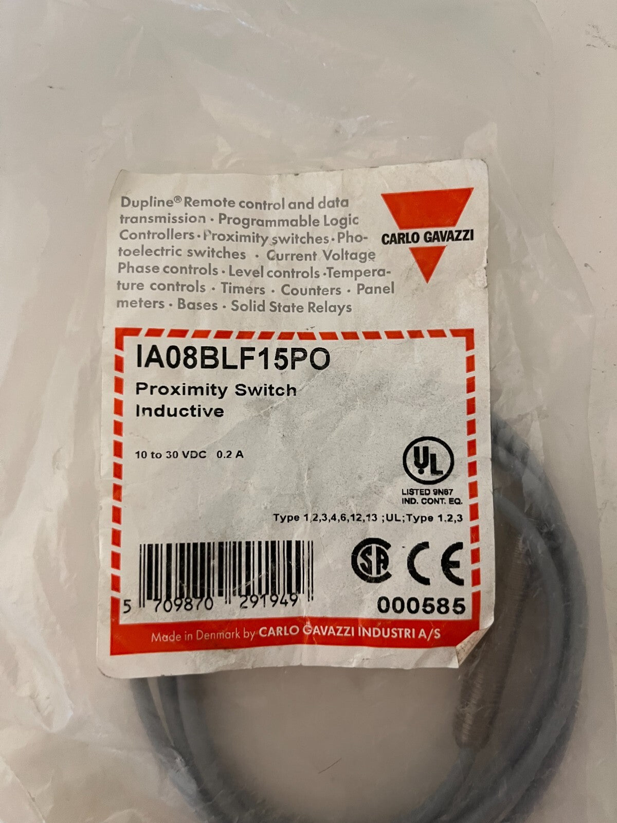 Carlo Gavazzi IA08BLF15PO Inductive Proximity Sensor M8 10-30VDC New in Bag