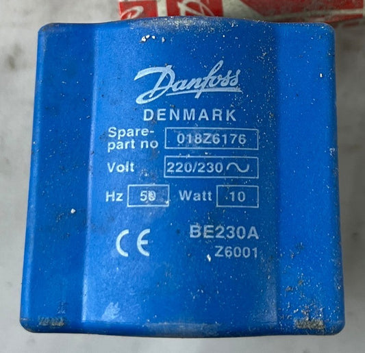 Danfoss BE230A 018Z6176 Solenoid Coil 220/230V 10W for EVR Valves New in Box