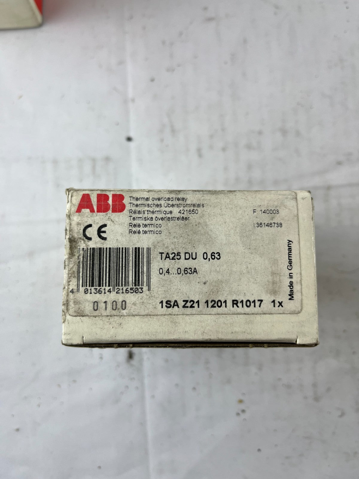 ABB TA25DU-0.63 Thermal Overload Relay 0.40–0.63A New in Box Spare Part