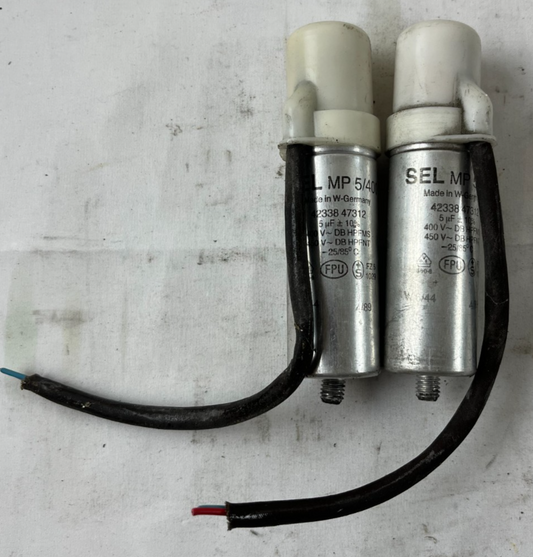 SEL MP 5/400 5µF 400V–450V Motor Run Capacitors Set of 2 Used Working Spares