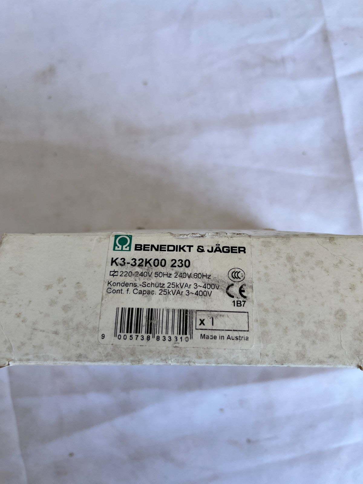 Benedikt & Jäger K3-32K00 230 Capacitor Contactor 25kVAr New Spare Unit