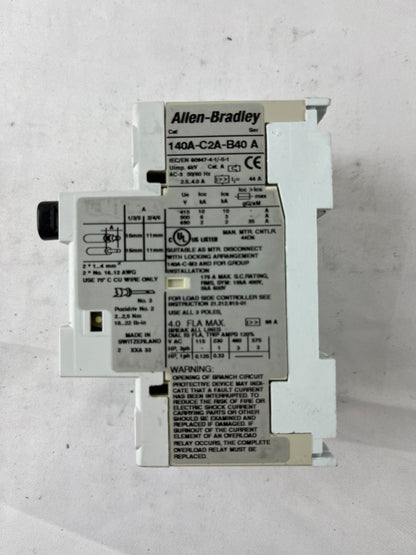 Allen‑Bradley 140A-C2A-B40 Manual Motor Starter 2.5–4.0A 3‑Pole Used Spare Part