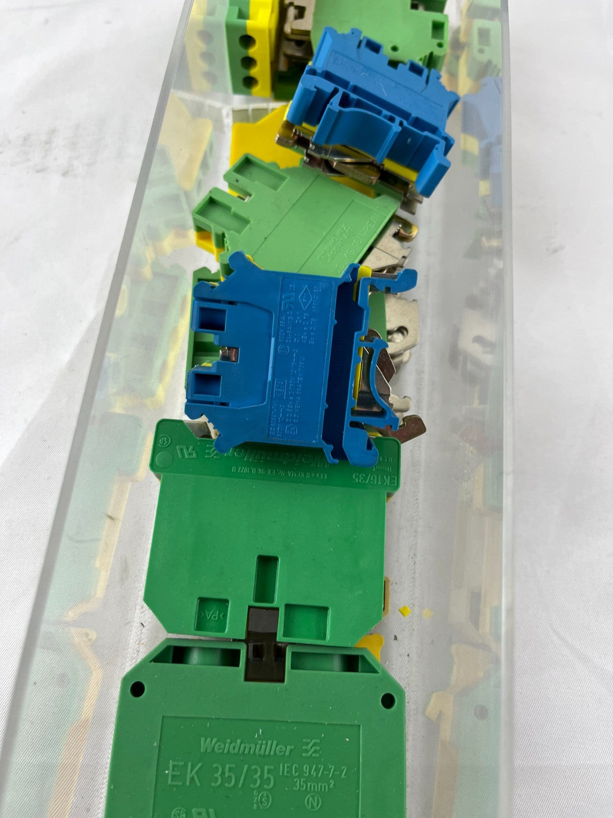 Heavy Duty Terminal Block Lot Weidmuller EK 35/35 Used 35mm2 Green Blue Mixed