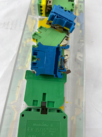 Heavy Duty Terminal Block Lot Weidmuller EK 35/35 Used 35mm2 Green Blue Mixed