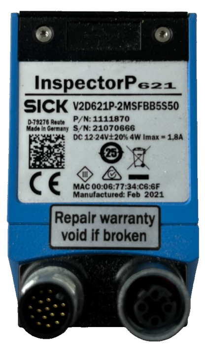 SICK InspectorP621 V2D621P-2MSFBB5S50 12-24VDC Vision Sensor Used Working