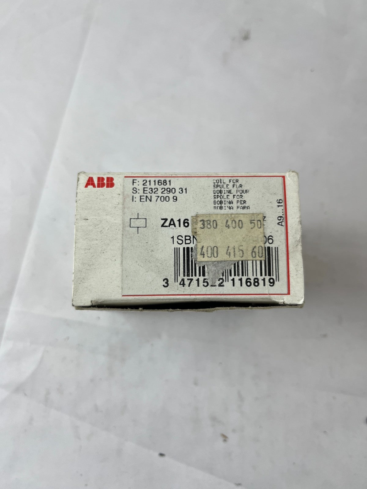 ABB ZA16-81 Contactor Coil 380–400 V 50 Hz / 400–415 V A9–A16 1SBN152406R806