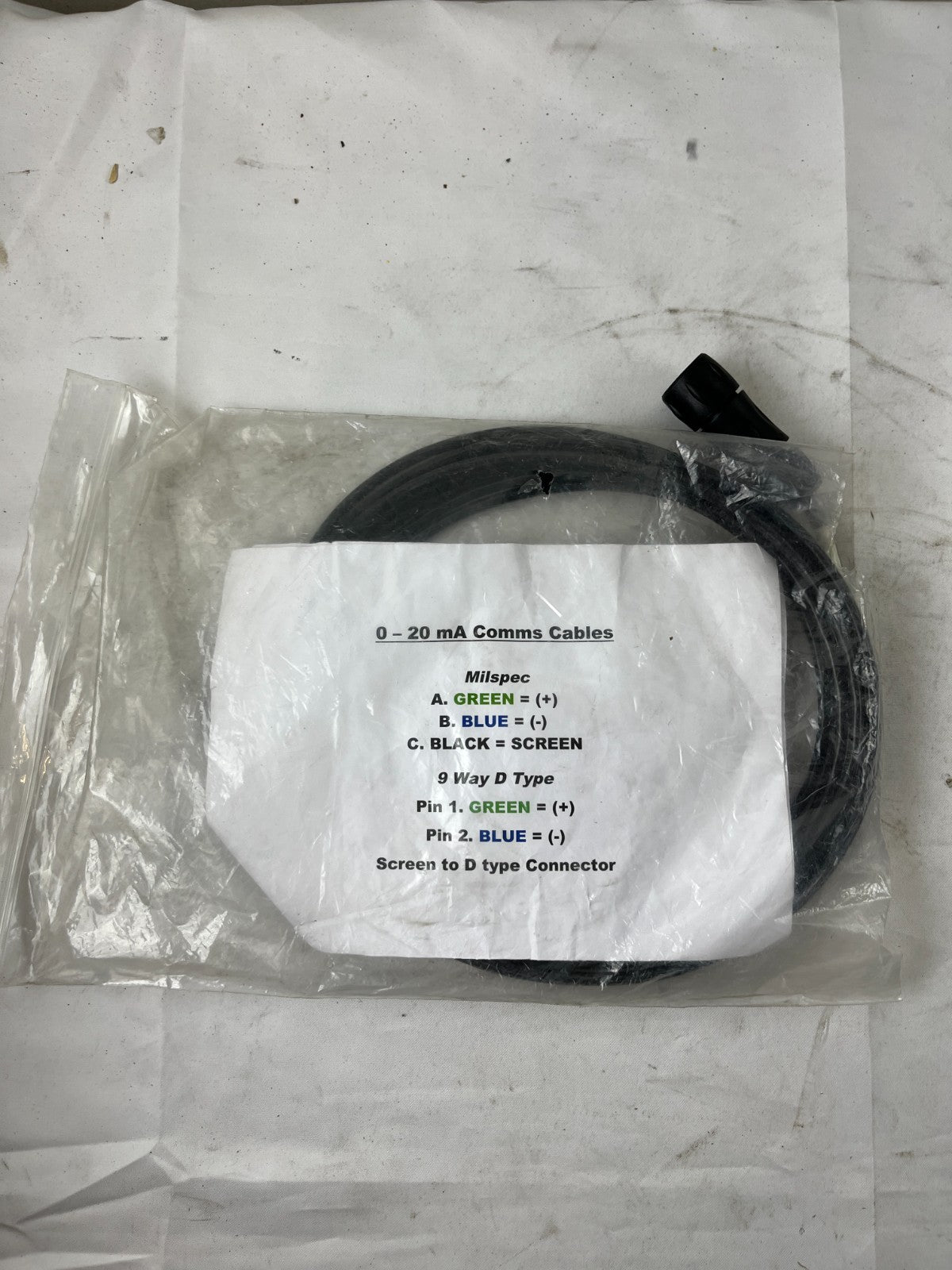 0–20 Ma Db9 9‑Way D‑Type Comms Cable Milspec New 1 Piece Spare Unit
