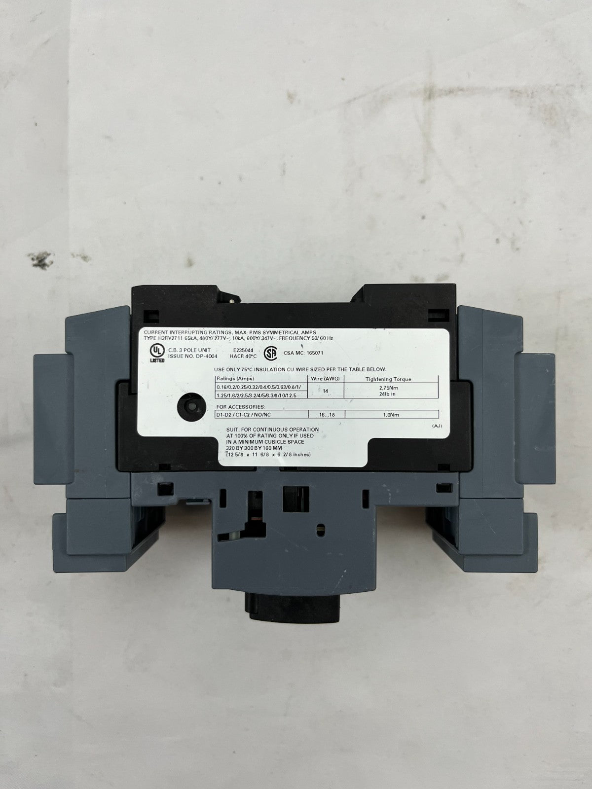 Siemens SIRIUS 3RV2711-1DD10 Motor Protection Circuit Breaker, 3-Pole, 3.2A