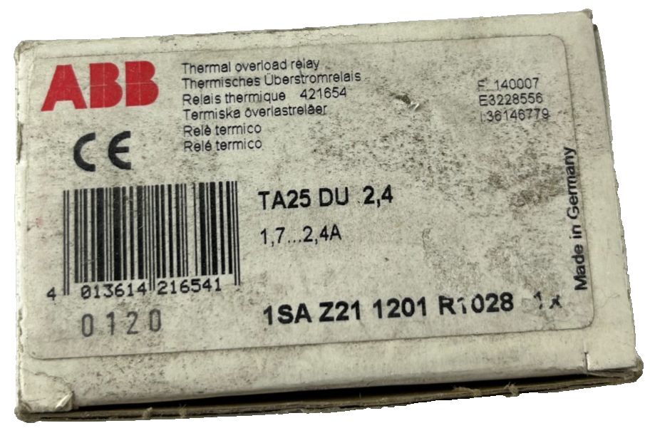 ABB TA25DU-2.4 Thermal Overload Relay 1.7–2.4A New in Box Spare Part