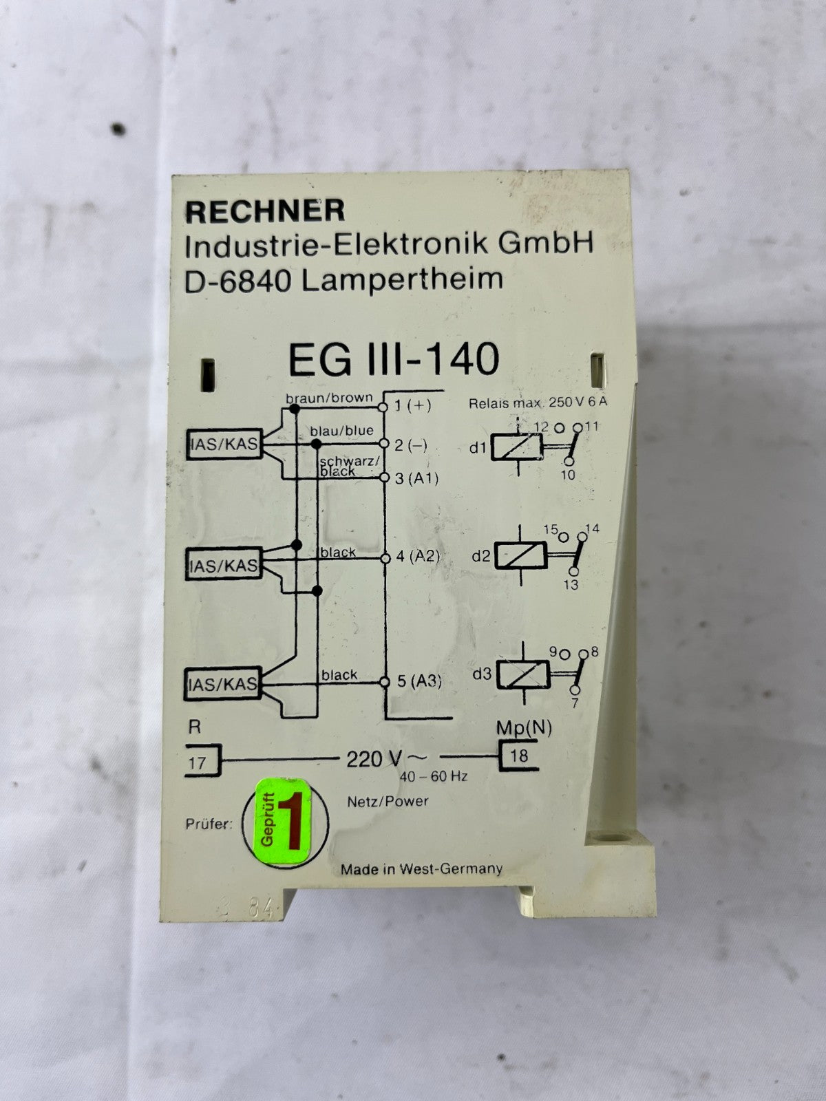 Rechner EG III-140 Safety Relay Interface Module 220V AC 3-Channel Used Spare