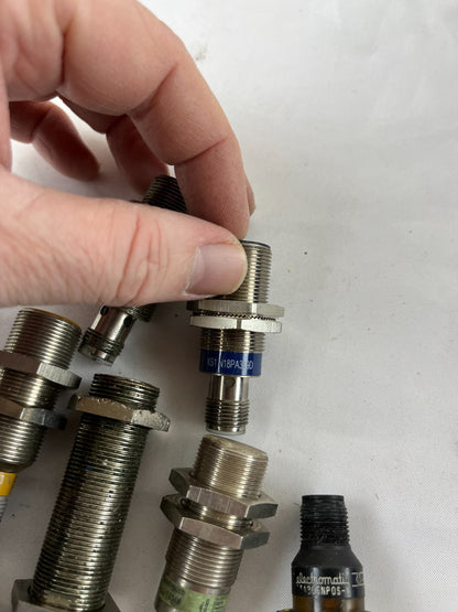 Lot of 7x Inductive Proximity Sensors M18 Mixed Brands Omron Telemecanique